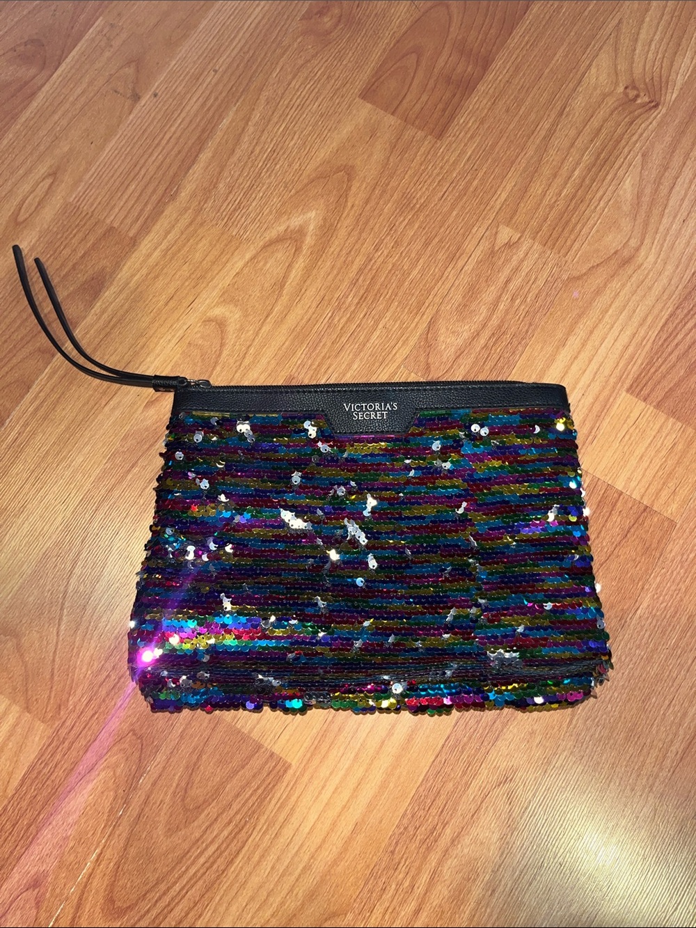Victoria's Secret Multicolor Sequin Wristlet with Black Trim